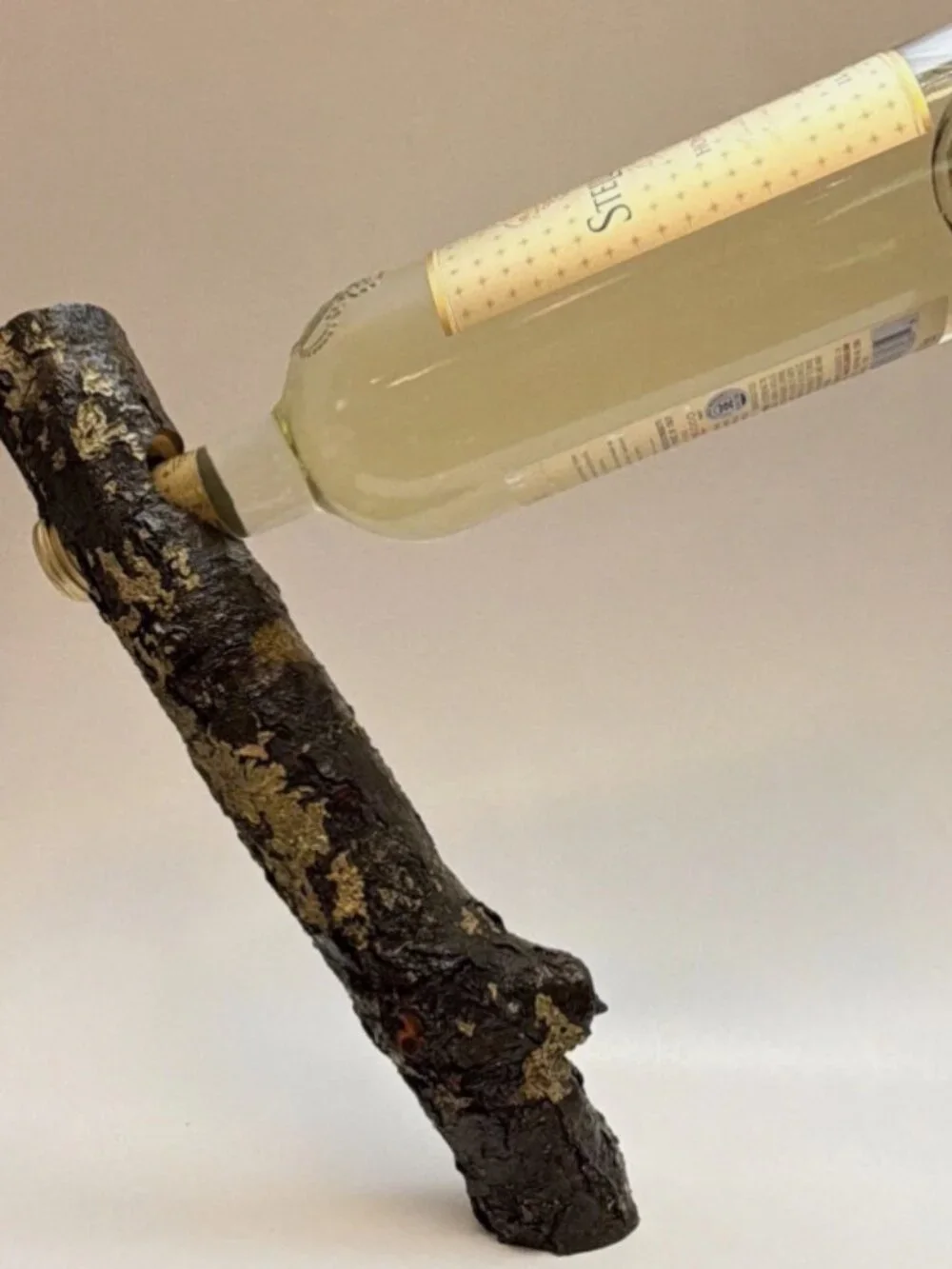 Handmade Rustic Wood Balancing Wine Bottle Holder Stand Live Edge Tabletop Decor